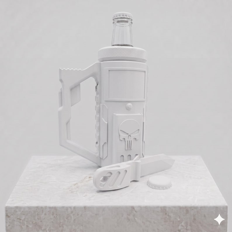 Porta-latas tático, para bebidas de 355ml e 473ml com sistema Molle. Branco