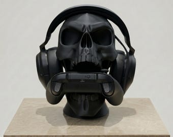 Skull Controller & Headset Stand – Gaming Desk Organizer for Xbox, PS5, PS4, Spooky Gamer Gift