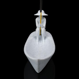 Minimalist Zen Incense Burner – Fisherman Boat Ash Catcher, Meditation Decor image 2