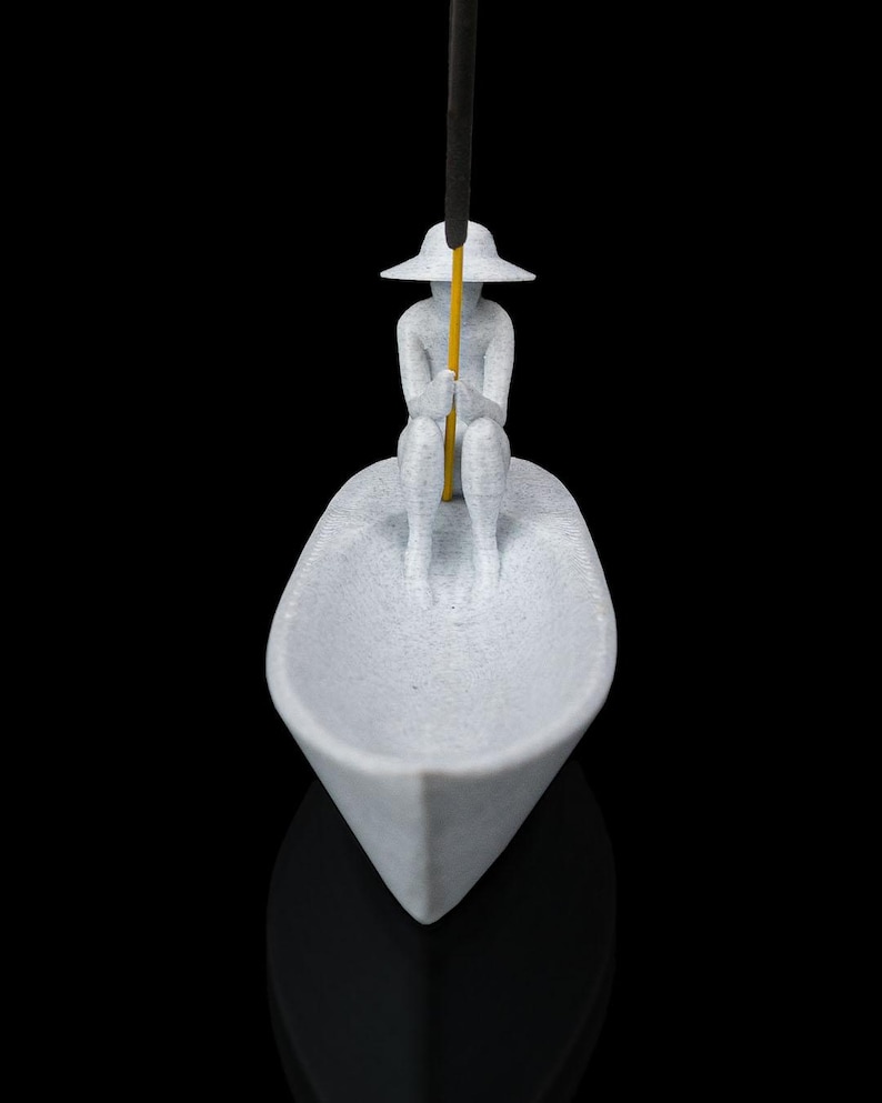 Minimalist Zen Incense Burner – Fisherman Boat Ash Catcher, Meditation Decor image 2