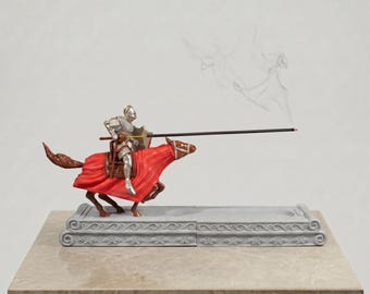 Porta-incenso de cavaleiro medieval em justa | Decoração impressa em 3D com PLA