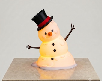 3D Printed Snowman Table Lamp – Glowing Winter Night Light, Christmas Decor
