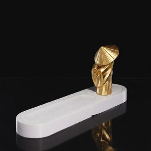 Zen Monk Incense Holder - Minimalist Home Decor - Modern Desk Sculpture image 1
