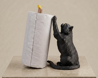 Porta-papel-toalha em formato de gato – Decoração de cozinha divertida, material PLA