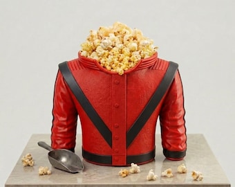 Red Retro Jacket Snack Bucket – 1980s Music Video Popcorn Holder (3D Printed)