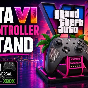 GTA VI Vice City-kontrollstativ – Universal Neon Gaming Station, anpassningsbar gamertag