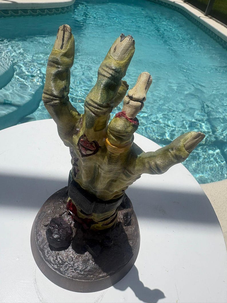 Hand-Painted Zombie Hand Controller Holder – Gaming Desk Accessory, Horror Fan Decor image 8