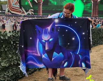 Cyber Rave Wolf Giant Pashmina - Ground Pash for sitting at Raves or EDM Festival