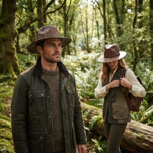 Handmade Cowboy Saddle Ridge Brown Embossed Python Texture Leather Fedora Hat for Men & Women Western Fashion