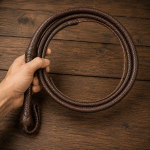 LB'S WHIP Fouet Indiana Jones – 1,2 M, 8 Tresses En Cuir Véritable Marron Foncé, Fait Main, Pour Crackage Et Agriculture