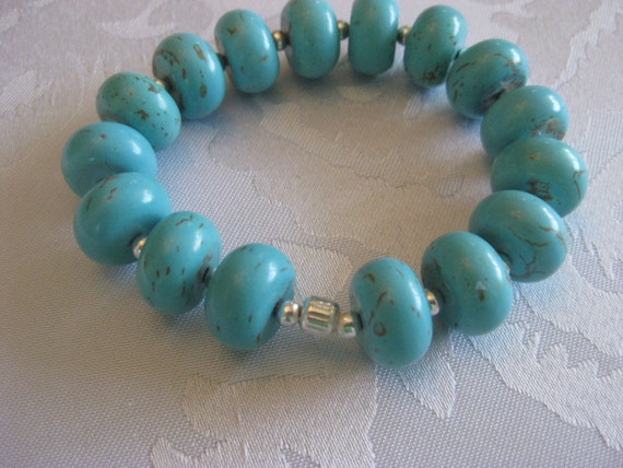 Items similar to Turquoise Blue Magnesite Bracelet for Jewelry Under 25 ...