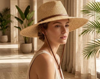 Women's Wide Brim Straw Sun Hat, Patchwork Beach UV Protection Travel Hat