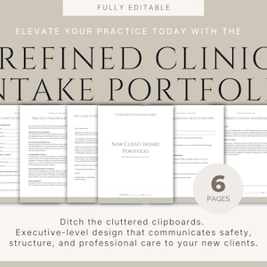 New Client Intake Portfolio, Therapy Forms, Counseling Paperwork, Canva Template (Digital Download)