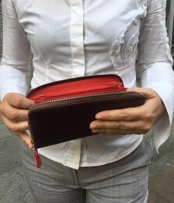 Bifold zipper wallet women's discount