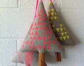 Set of 3 Neon Linen Christmas Ornament, Decoration, handprint, holidays, stocking stuffer, pink yellow