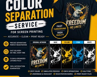 Servicio profesional de separación de colores para serigrafía / Separación de colores DTF, DTG y colores directos / Archivos listos para imprimir
