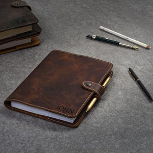 Custom Leather Handcraft Journal, Personalized Leather Notebook, Refillable A5 Full Grain, Client & Employee Gift, For Business Customers