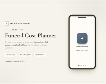 Funeral Cost Planner App Edition | Private Phone App | No Subscription No Account | Works Offline | Yours to Keep