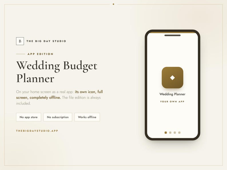 Wedding Budget Planner App Edition | Installable Phone App | No Subscription No Account | Works Offline | Buy Once Keep Forever image 1