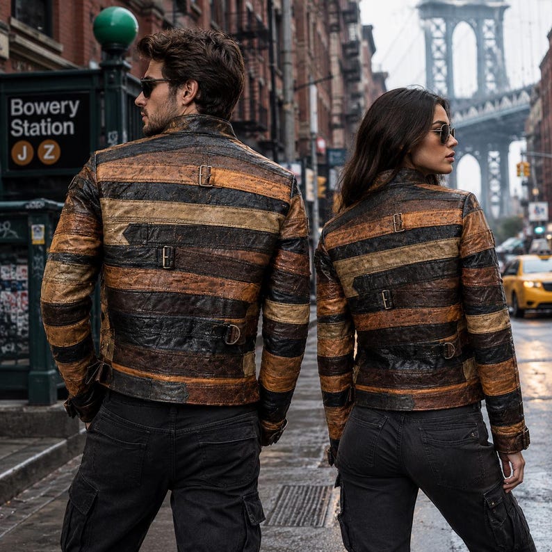 Unisex Vintage Belted Buckle Streetwear Biker Leather Statement Jacket