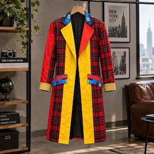 Handmade Multicolor Patchwork Long Coat | Unisex Vintage Colorful Tartan Plaid Duster Cotton Overcoat