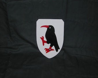 Buckler Shield in White with Cornish Chough