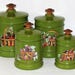 Vintage 1970s Kromex Green Canister Set