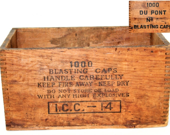 Antique Dynamite Blasting Caps Wood Crate