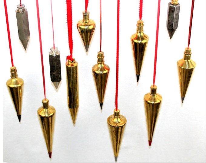 Antique Plumb Bob Collection, Plumb Bobs, Industrial Christmas Decor