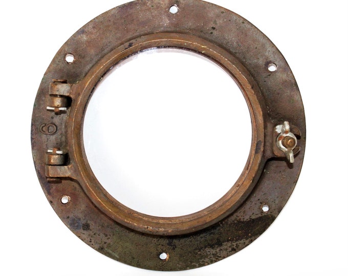 Antique Brass Porthole Window, Nautical Gift