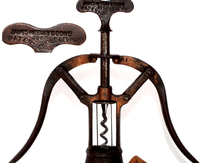 Antique 1888 James Heeley Double Lever Corkscrew - Antique Wine Bottle Opener Barware