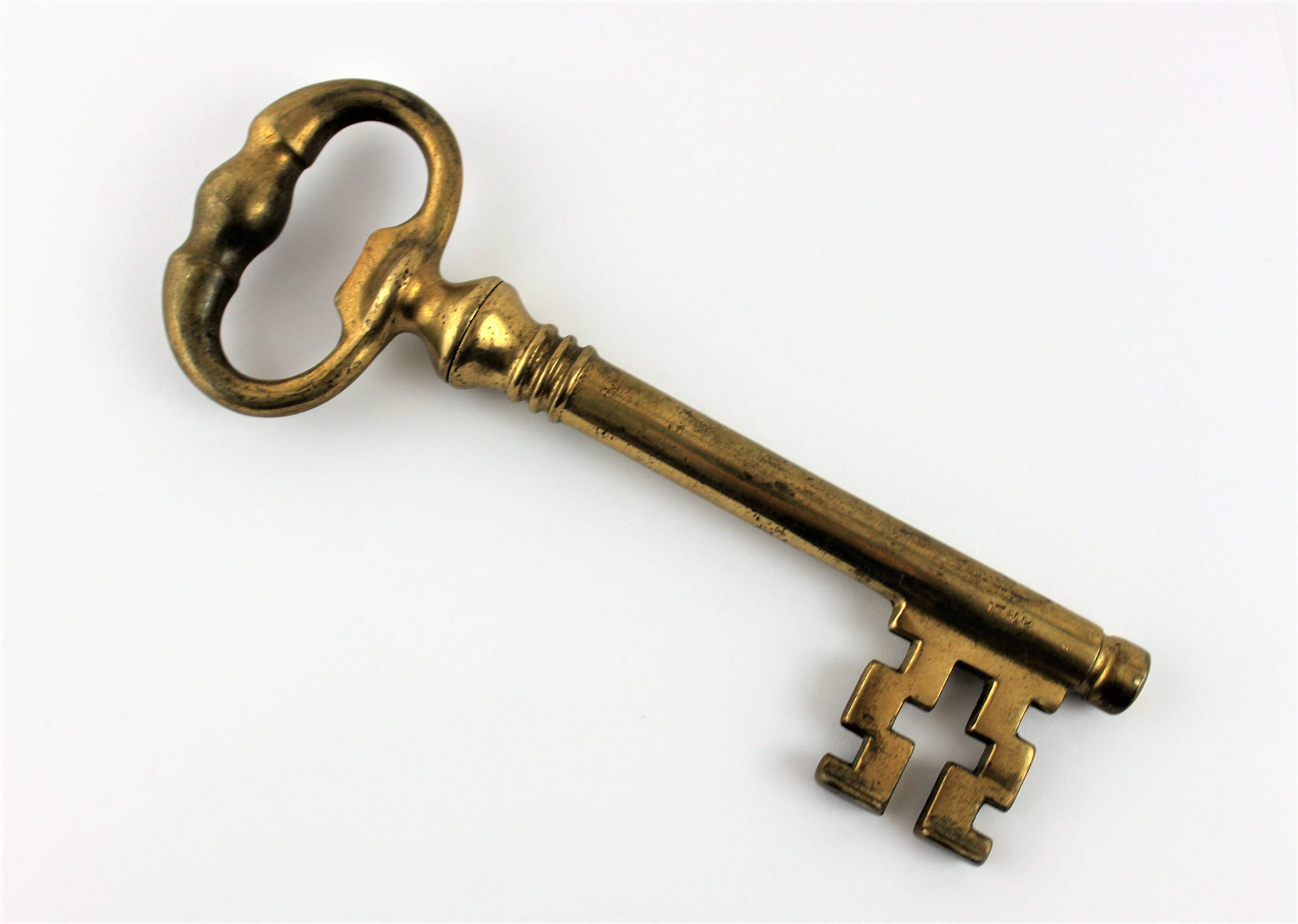 Vintage Italian Brass Skeleton Key Hidden Corkscrew Wine Opener