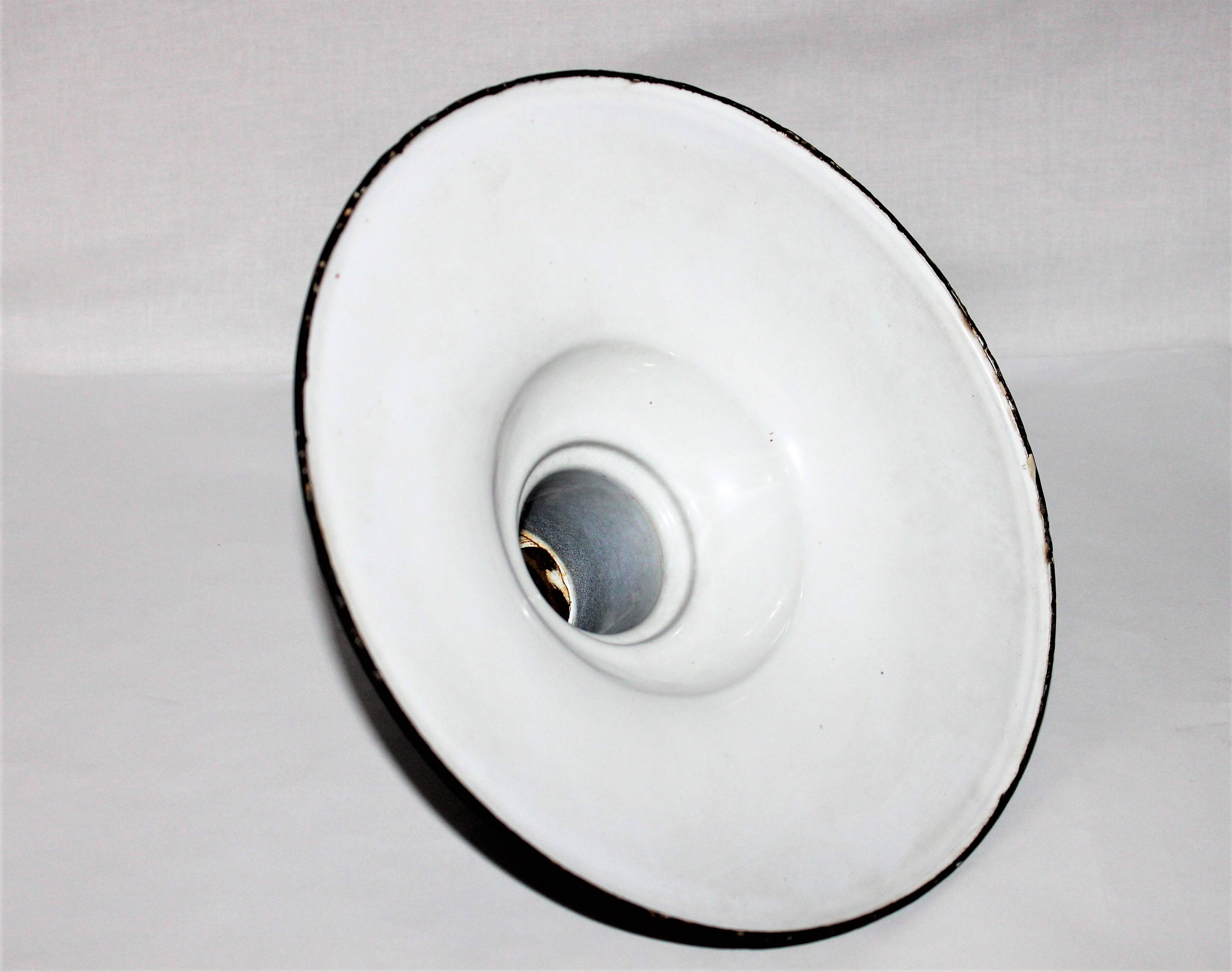 Vintage Porcelain Painted Industrial Warehouse Light Shade, Lamp Shade