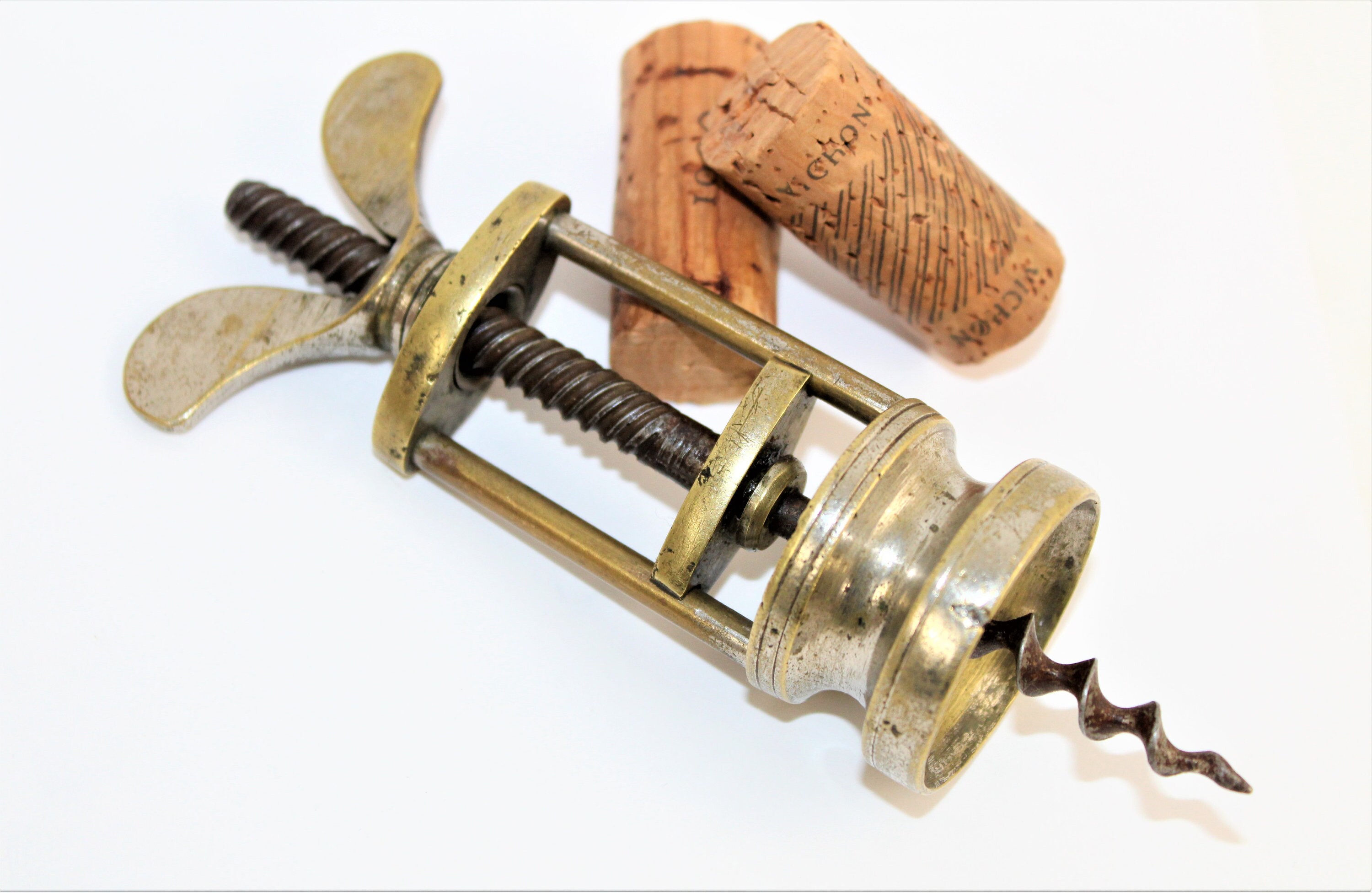 Antique Corkscrew, Farrow Jackson Style Brass Corkscrew, Wine Bottle Opener