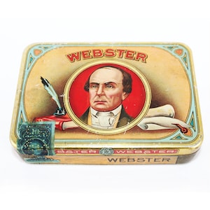 Vintage 1926 Webster Cigar Tobacco Tin: Antique Tobacciana Collectible with Tax Stamp