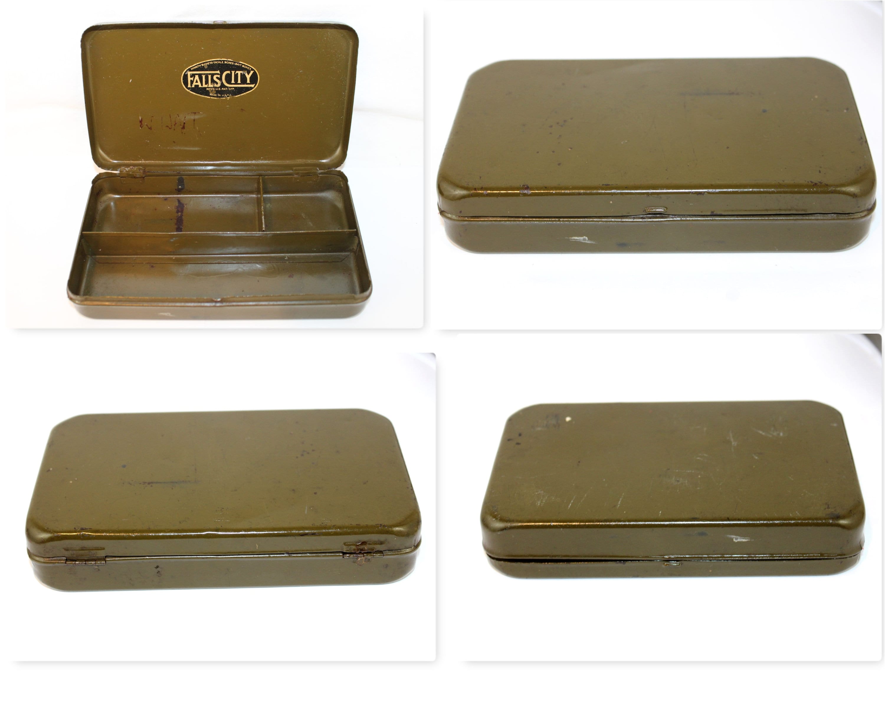 Vintage 1940-50s Fishing Boxes, Falls City Tackle Box, Fall City