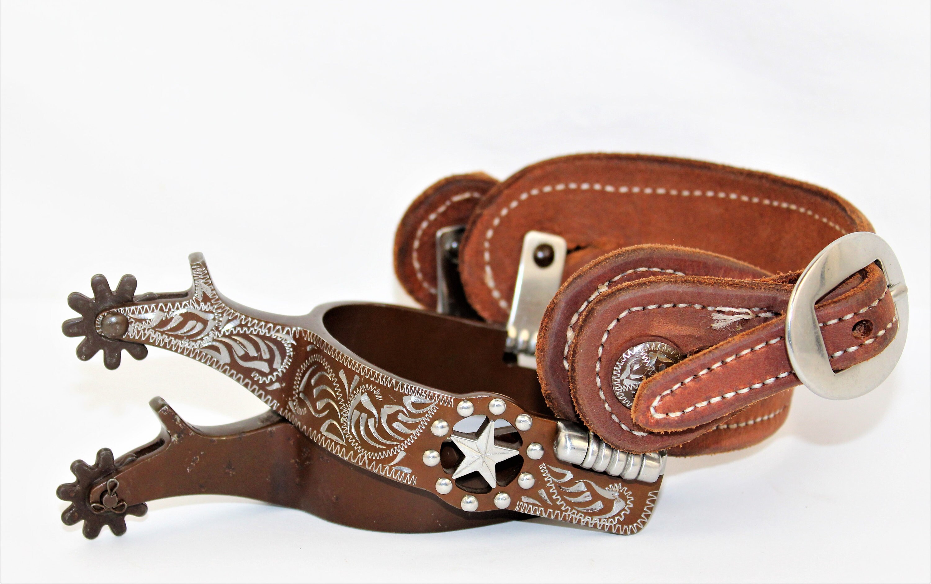 Western Spurs With Leather Spur Straps Western Cowboy Spurs