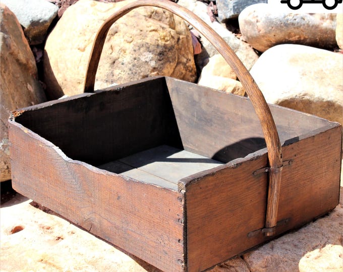 Antique 1800s French Market Basket, Gathering Basket