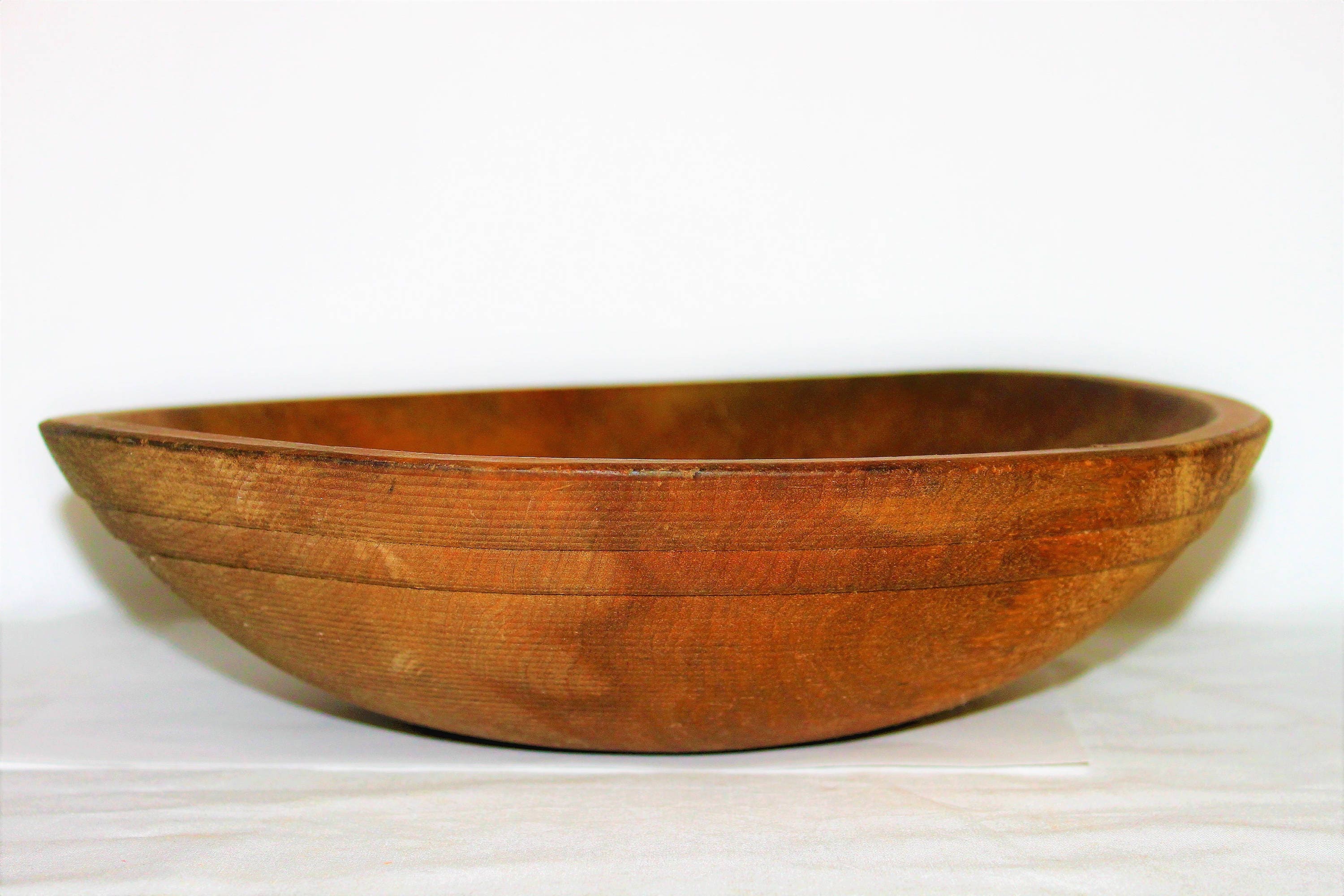 Primitive Wood Dough Bowl Solid Maple, Farmhouse decor