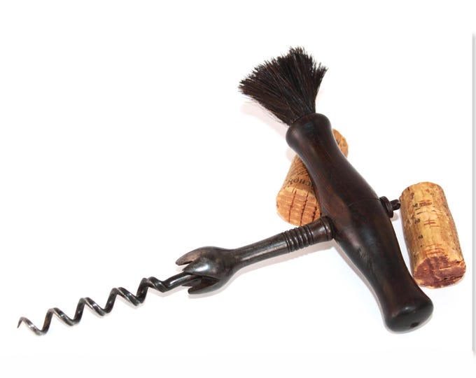 1800s English Corkscrew: Dog Tooth Easer, Wine Bottle Opener, Antique Barware