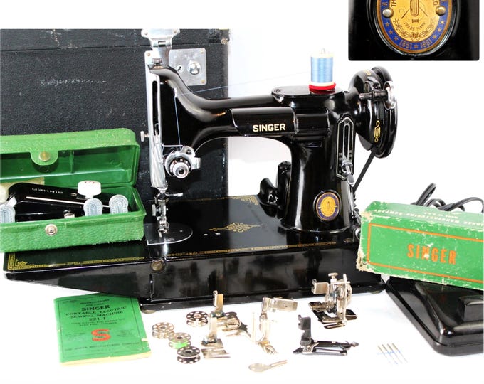 Singer 221 Featherweight sewing Machine Centennial Edition, Cleaned, and Serviced