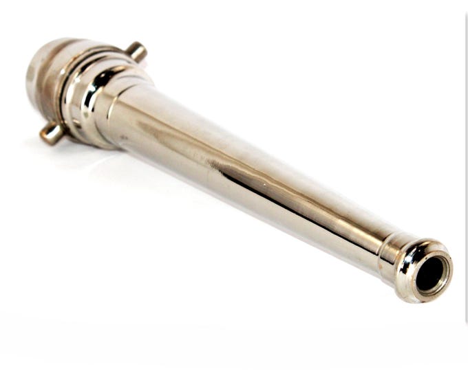 Vintage Nickel-Plated Brass Fire Hose Nozzle - Antique Firefighting Equipment Collectible