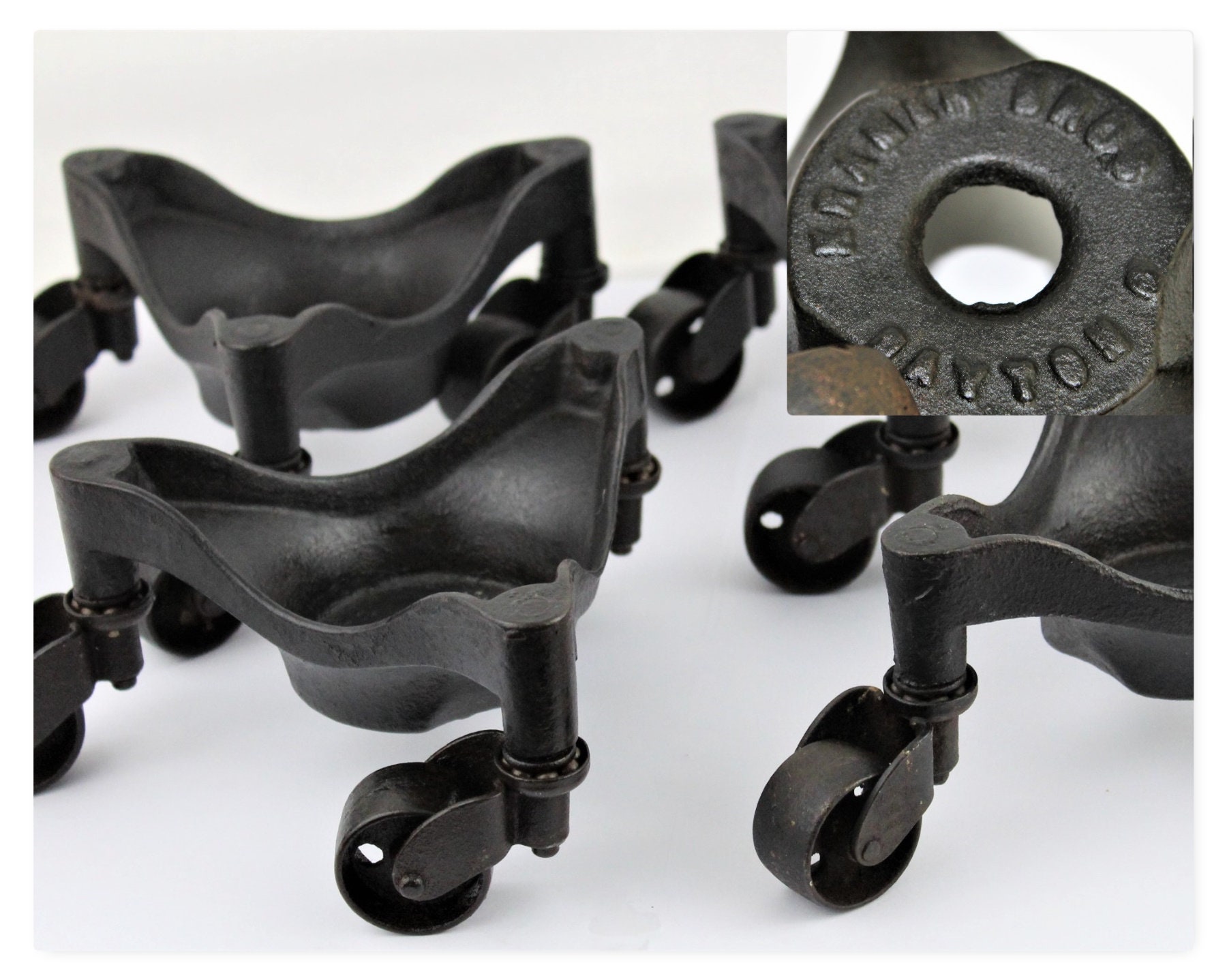 1890s Set of Four Kramer Brothers Casters Dayton Ohio