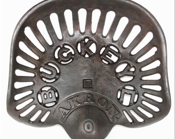 Antique 1860s Buckeye Horse-Drawn Harvester Seat, Cast Iron Tractor Seat, Aultman, Miller & Co