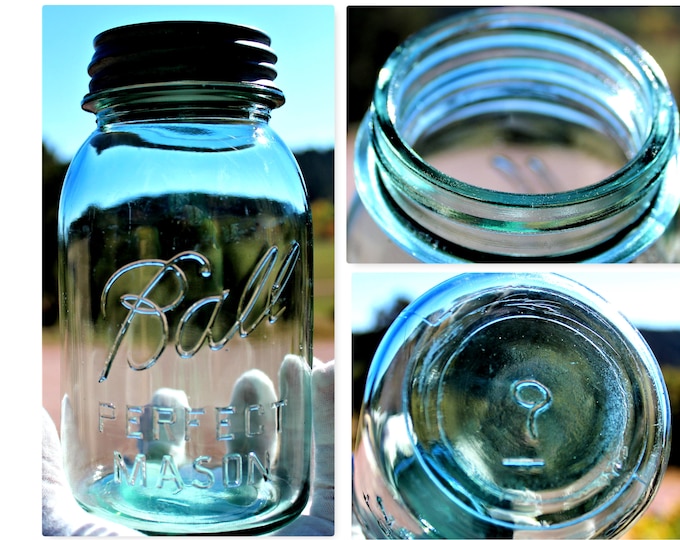 Antique Quart Size Ball Perfect Mason Fruit Jar with Zinc Lid