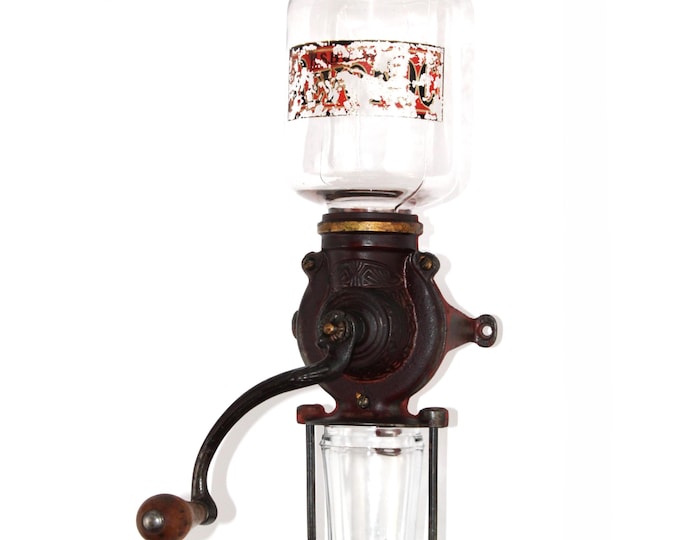 Antique Wall-Mount Rev-O-Noc Coffee Bean Grinder: Antique Kitchen Decor & Functional Collectible