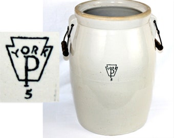 Antique York Pottery 5-Gallon Butter Churn, Pfaltzgraff Pottery, Stoneware