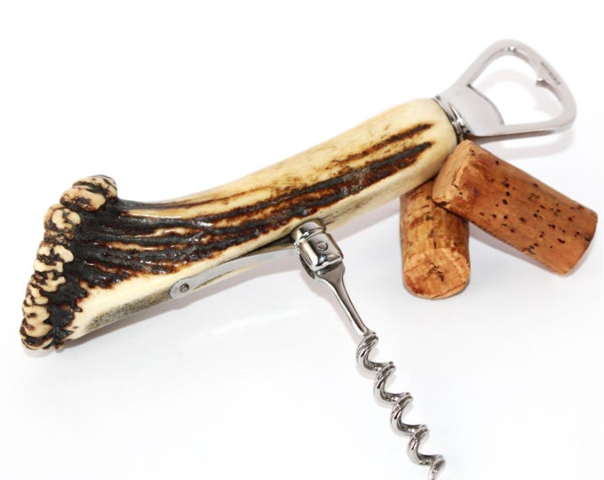 Vintage Stag Horn Handle Corkscrew, Wine Bottle Opener