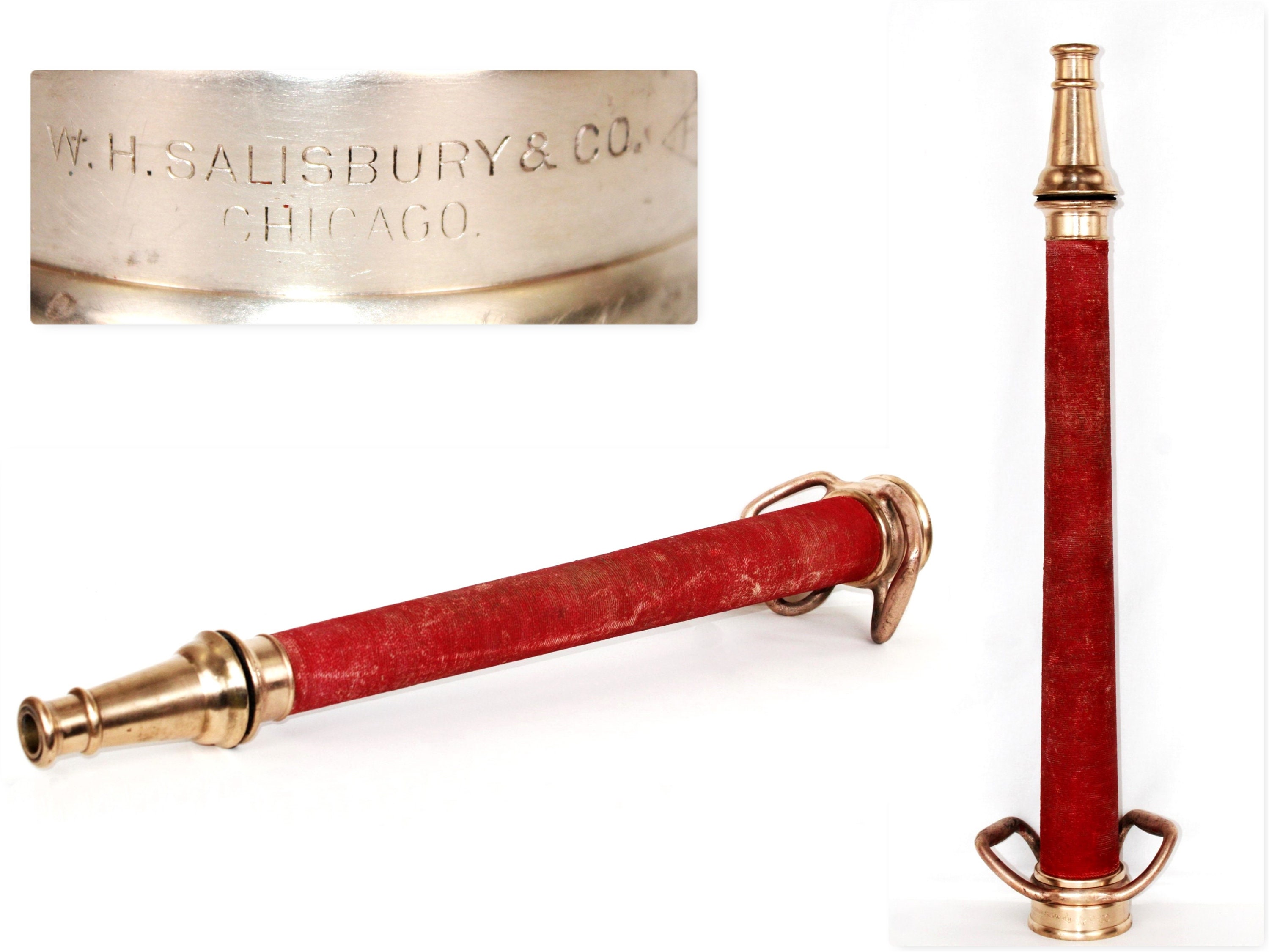 Antique Firefighters Firehose Nozzle, 30inches long, W H Salisbury