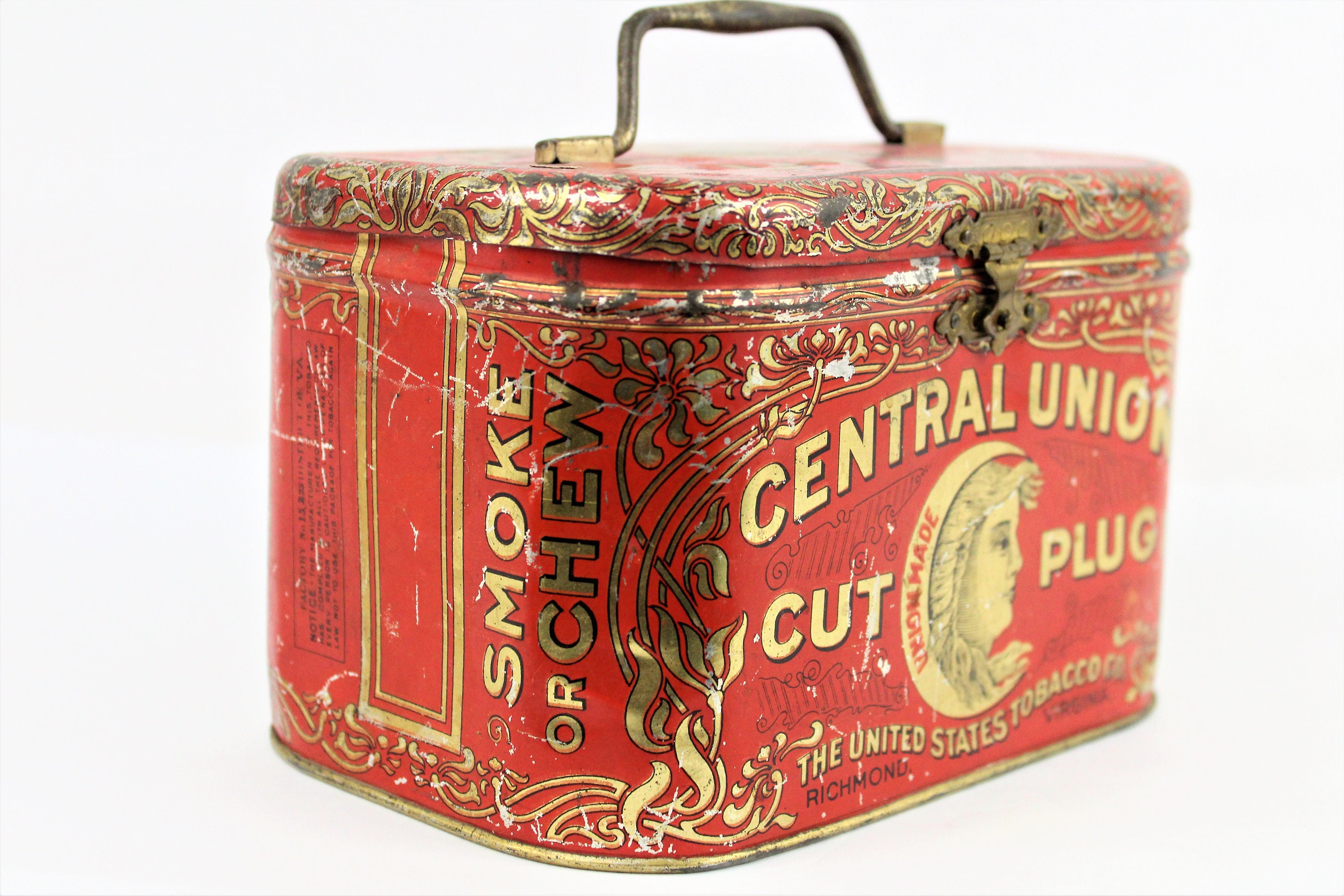 Antique Tobacco Tin / Central Union Tobacco / Tobacco Tin / Tobacciana